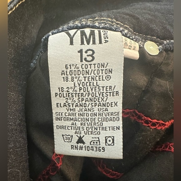YMI wanna better  shape dark wash jeans EUC SZ 13 back zip skinny high waist - Picture 7 of 7